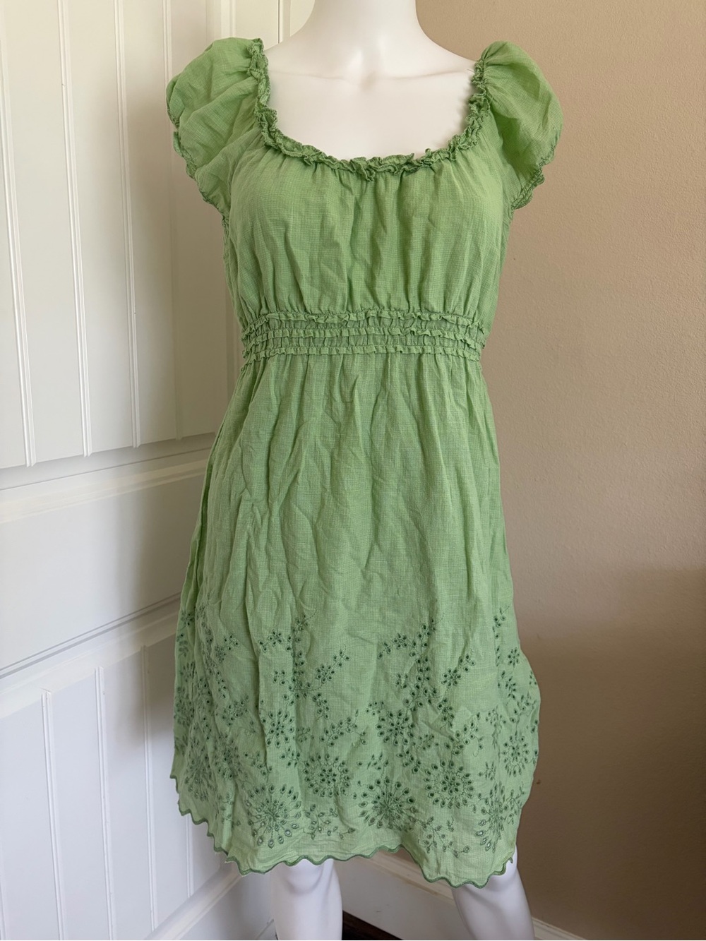 Sophie Max Green Floral Babydoll Mini Dress